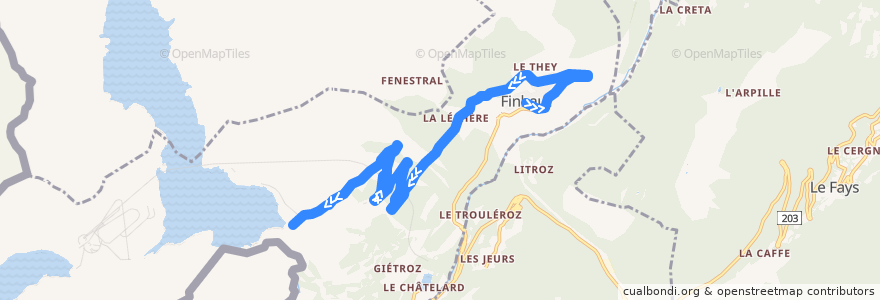 Mapa del recorrido 12.230 : Finhaut => Emosson de la línea  en Finhaut.