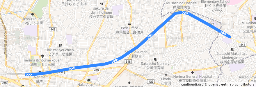 Mapa del recorrido 西武有楽町線 de la línea  en Nerima.