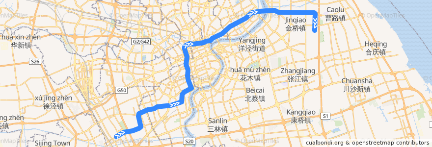 Mapa del recorrido Metro 12号线: 七莘路 → 金海路 de la línea  en 上海市.