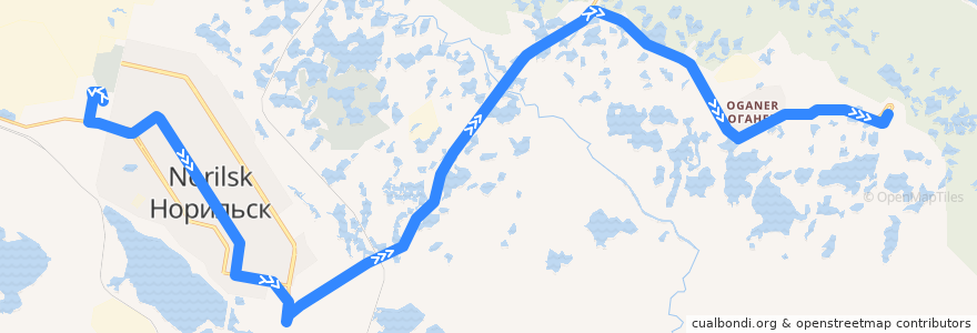 Mapa del recorrido Автобус №40: АДЦ - Городская больница №1 de la línea  en городской округ Норильск.