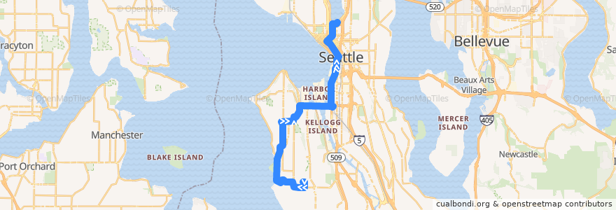 Mapa del recorrido Route C Line: South Lake Union Downtown Seattle de la línea  en Seattle.