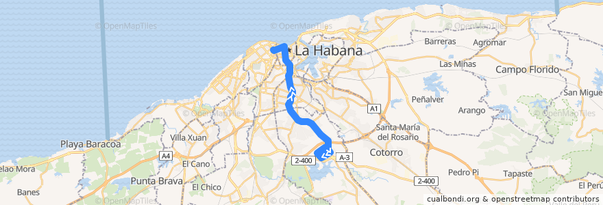 Mapa del recorrido Línea de metrobus P6 Electrico => Vedado de la línea  en La Habana.