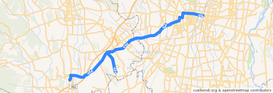 Mapa del recorrido 関東自動車バス[41] 宇都宮駅⇒運転免許センター⇒楡木車庫 de la línea  en 栃木県.