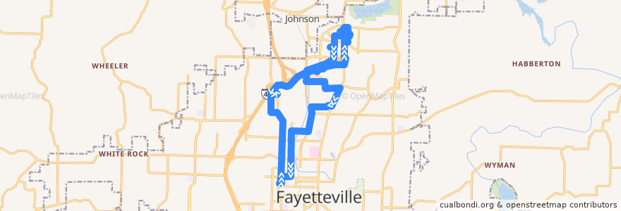 Mapa del recorrido Red Bus Route de la línea  en Fayetteville.