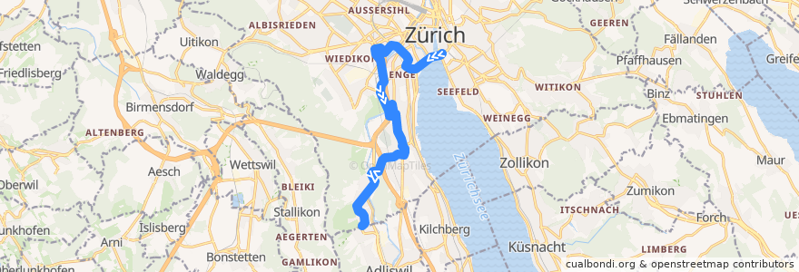 Mapa del recorrido Bus N12: Bellevue → Mittelleimbach de la línea  en Zürih.