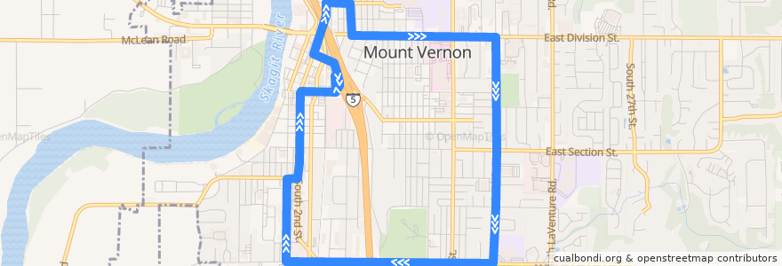 Mapa del recorrido South Mount Vernon de la línea  en Mount Vernon.