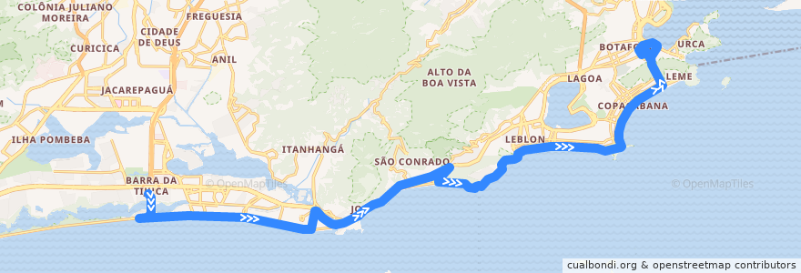 Mapa del recorrido Ônibus 552 - Alvorada → Rio Sul de la línea  en リオデジャネイロ.