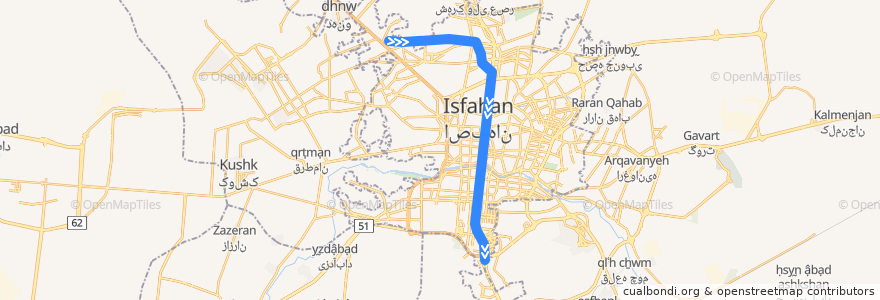 Mapa del recorrido خط ۱ de la línea  en Esfahan.