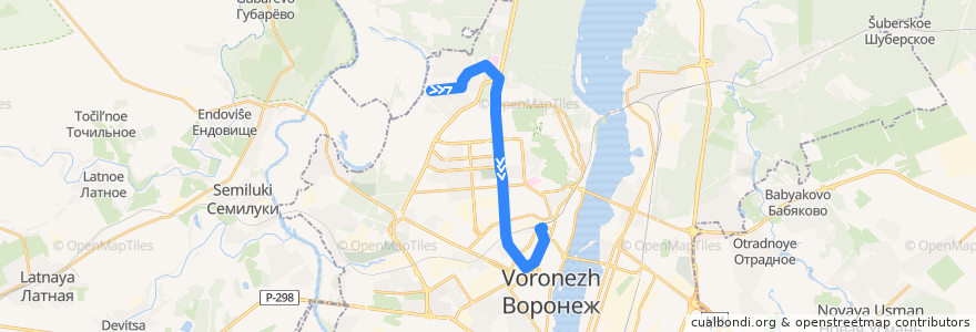 Mapa del recorrido Автобус №49Б: Пос. Подгорное — Военный городок — Ж/д Вокзал de la línea  en городской округ Воронеж.