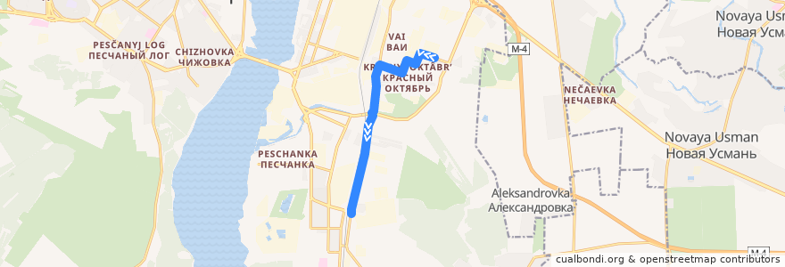 Mapa del recorrido Автобус №68Т: Иркутская — Завод ГОО de la línea  en городской округ Воронеж.