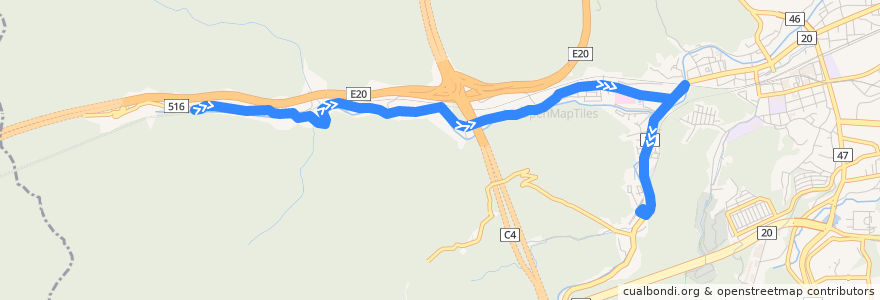 Mapa del recorrido 山03 de la línea  en Hachioji.