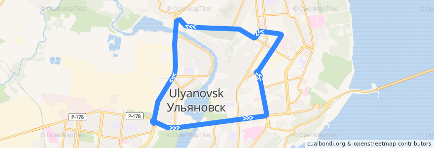 Mapa del recorrido Трамвай № 17 de la línea  en городской округ Ульяновск.