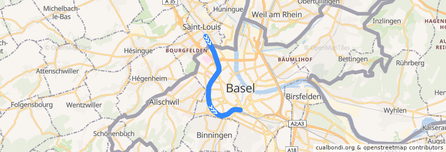 Mapa del recorrido TER: Mulhouse => Basel de la línea  en Basel.