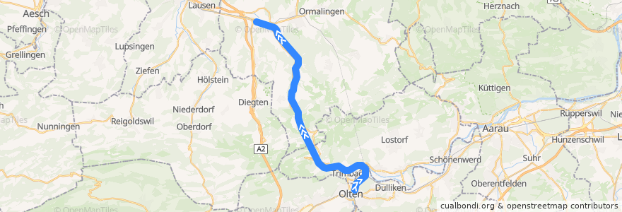 Mapa del recorrido S9: Olten => Sissach de la línea  en سويسرا.