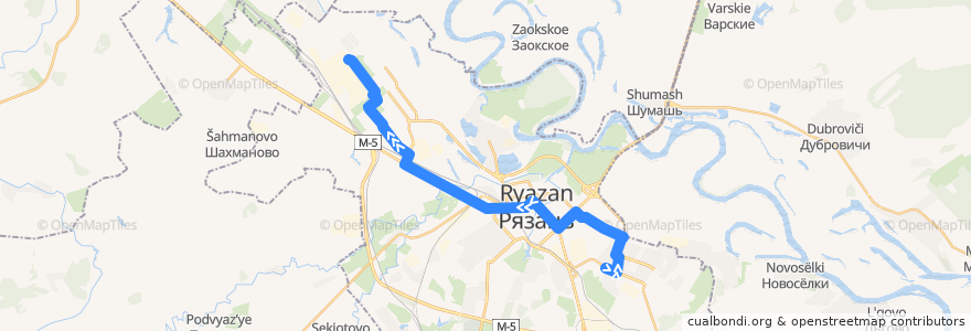 Mapa del recorrido Троллейбус №8: Депо №3 — Комбайновый Завод de la línea  en городской округ Рязань.