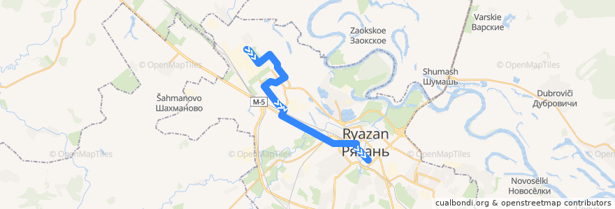 Mapa del recorrido Троллейбус №16: Комбайновый Завод — площадь Мичурина de la línea  en городской округ Рязань.