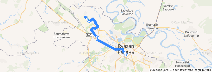 Mapa del recorrido Троллейбус №16: площадь Мичурина — Комбайновый Завод de la línea  en городской округ Рязань.