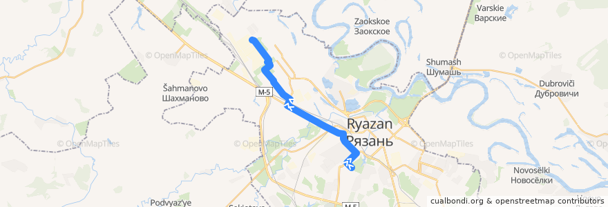 Mapa del recorrido Троллейбус №9: ЦПКиО — Комбайновый Завод de la línea  en городской округ Рязань.