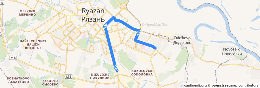 Mapa del recorrido Троллейбус №13: Завод "Рязцветмет" — Шереметьево de la línea  en городской округ Рязань.