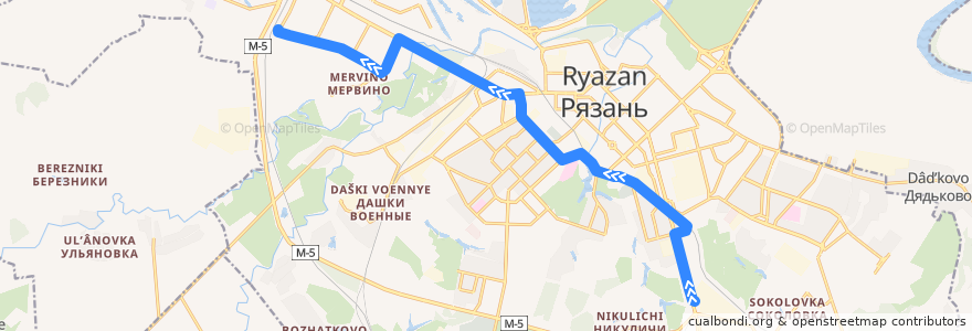 Mapa del recorrido Троллейбус №17: Завод "Рязцветмет" — улица Крупской de la línea  en городской округ Рязань.