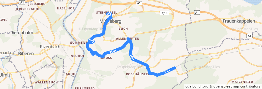 Mapa del recorrido Bus 560: Mühleberg => Rosshäusern de la línea  en Mühleberg.