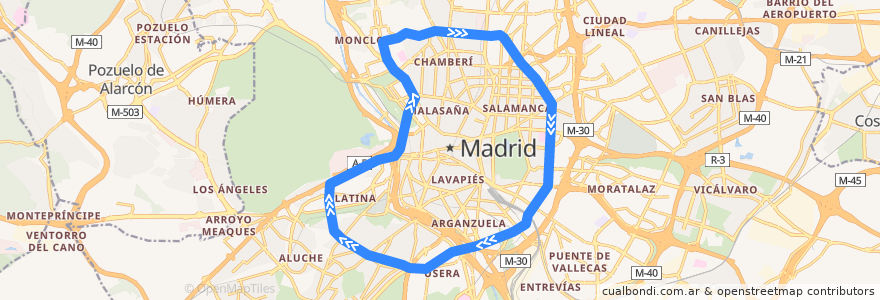 Mapa del recorrido Línea 6: Andén 2 de la línea  en Madrid.