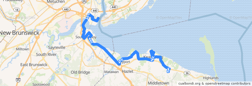Mapa del recorrido NJTB - 817 - Campbell's Junction to Perth Amboy de la línea  en New Jersey.