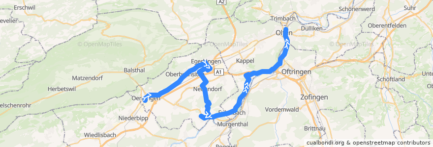 Mapa del recorrido Bus 126: Oensingen, Bahnhof => Olten, Bahnhof de la línea  en Solothurn.