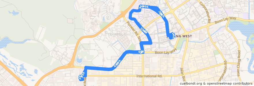 Mapa del recorrido Svc 258 (Joo Koon Interchange => Joo Koon Interchange) de la línea  en Southwest.