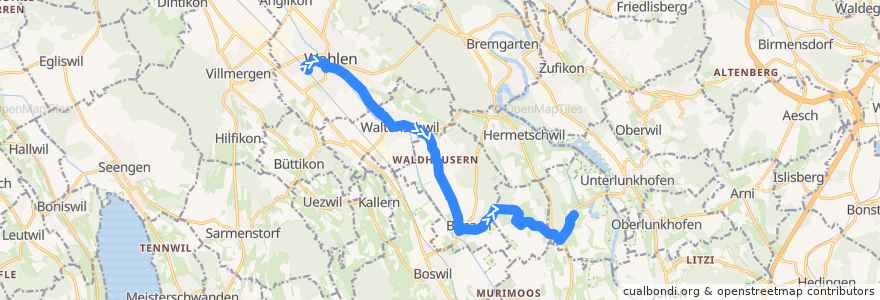 Mapa del recorrido Bus 341: Wohlen AG => Rottenschwil de la línea  en Argovie.