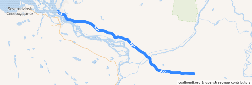 Mapa del recorrido Поезд № 6560 Архангельск - Сия de la línea  en Архангельская область.