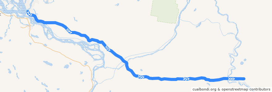 Mapa del recorrido Поезд № 668Я Архангельск - Карпогоры de la línea  en Архангельская область.