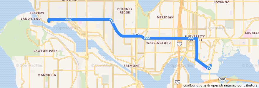 Mapa del recorrido Metro Route 44: Ballard de la línea  en Seattle.