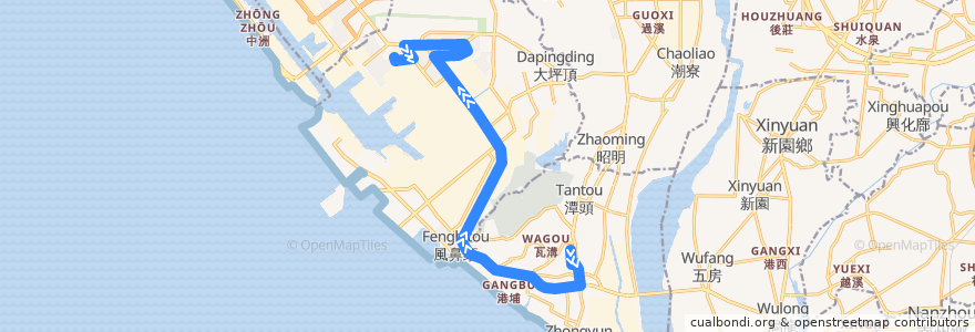 Mapa del recorrido 紅3(正線_返程) de la línea  en Kaohsiung.