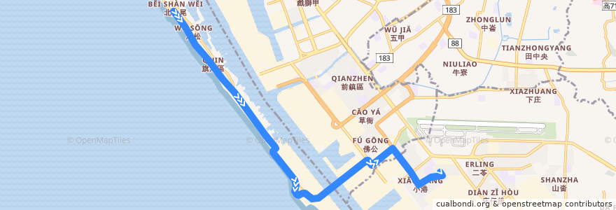 Mapa del recorrido 紅9(區間車_返程) de la línea  en 高雄市.