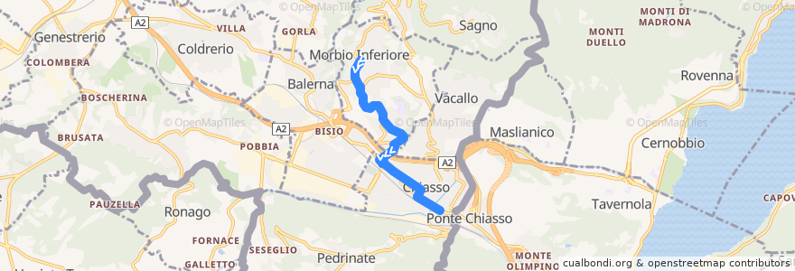Mapa del recorrido Linea 5: Morbio Inferiore Posta - Chiasso de la línea  en Circolo di Balerna.