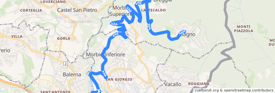 Mapa del recorrido Linea 514: Sagno - Morbio Inferiore Serfontana de la línea  en District de Mendrisio.