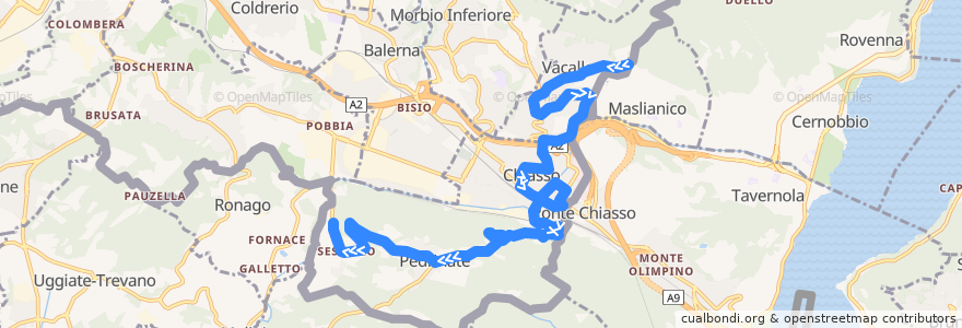 Mapa del recorrido Linea 511: Vacallo - Chiasso - Pedrinate - Seseglio de la línea  en Circolo di Balerna.