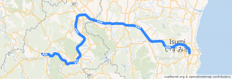 Mapa del recorrido いすみ鉄道 いすみ線 de la línea  en Prefectura de Chiba.