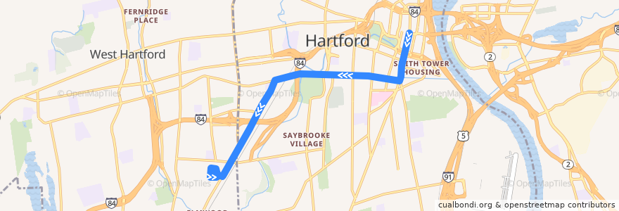 Mapa del recorrido CTtransit 31 Park Street-New Park Avenue de la línea  en Hartford County.