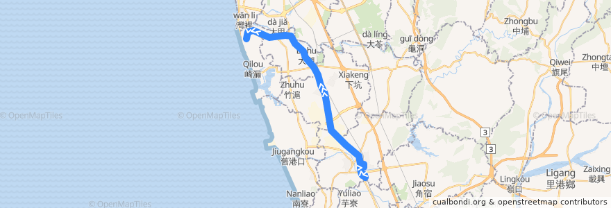 Mapa del recorrido 紅71A(正線_往程) de la línea  en Kaohsiung.