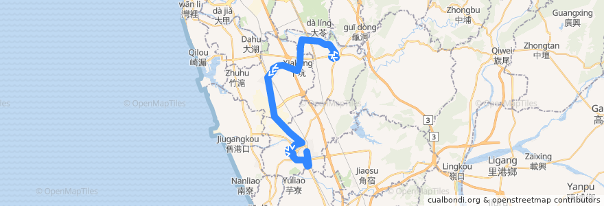 Mapa del recorrido 紅73(正線_返程) de la línea  en Kaohsiung.