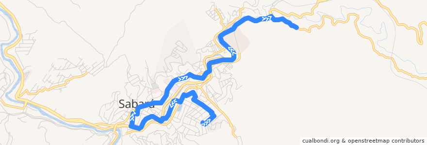 Mapa del recorrido 01 - Siderúrgica/Campo de Santo Antônio (volta) de la línea  en Sabará.