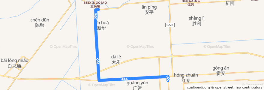 Mapa del recorrido 836路: 三余公交回车场 => 恒兴桥 de la línea  en 三余镇.