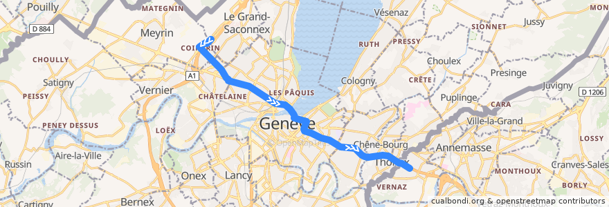 Mapa del recorrido T74 : Genève → Chamonix de la línea  en Genf.