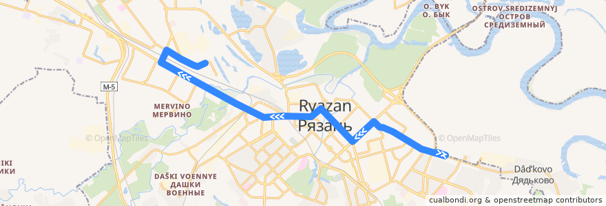 Mapa del recorrido Автобус №24: ТЦ Глобус — посёлок Ворошиловка de la línea  en городской округ Рязань.