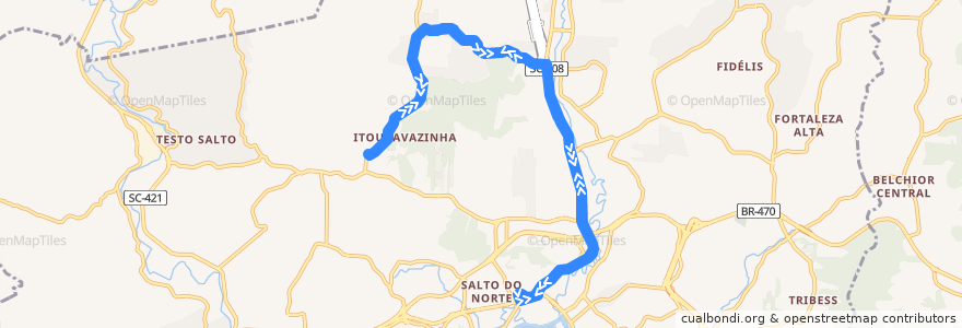 Mapa del recorrido Franz Volles (Circular) de la línea  en Blumenau.