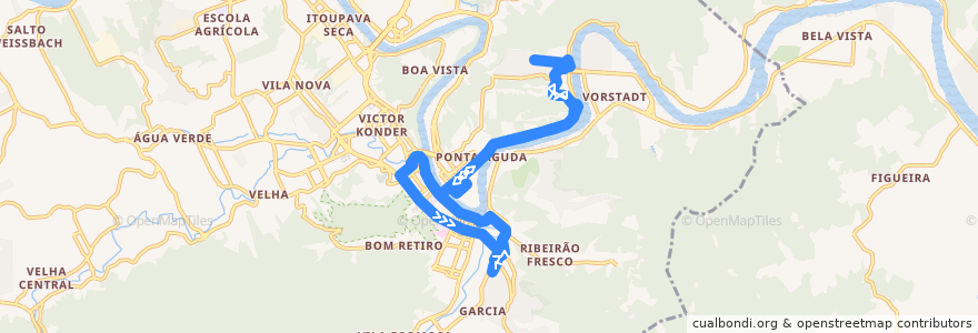 Mapa del recorrido República Argentina (Circular) de la línea  en Blumenau.