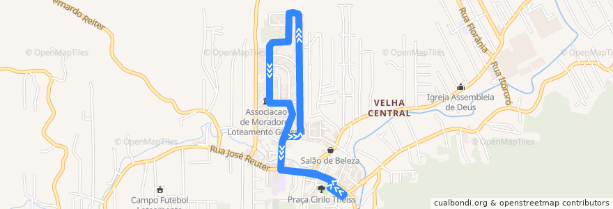 Mapa del recorrido Girassol (Circular) de la línea  en Blumenau.