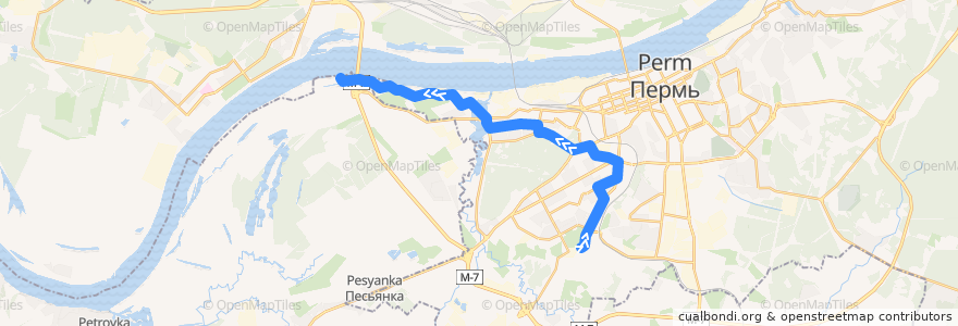 Mapa del recorrido Автобус №47: Аэропорт Бахаревка – Мачтобаза de la línea  en Perm District.